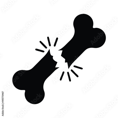 Black Bone Fracture Icon on Transparent Background Design