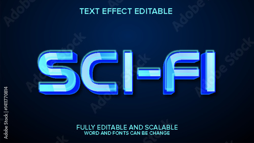 3d text effect sci-fi vector editable
