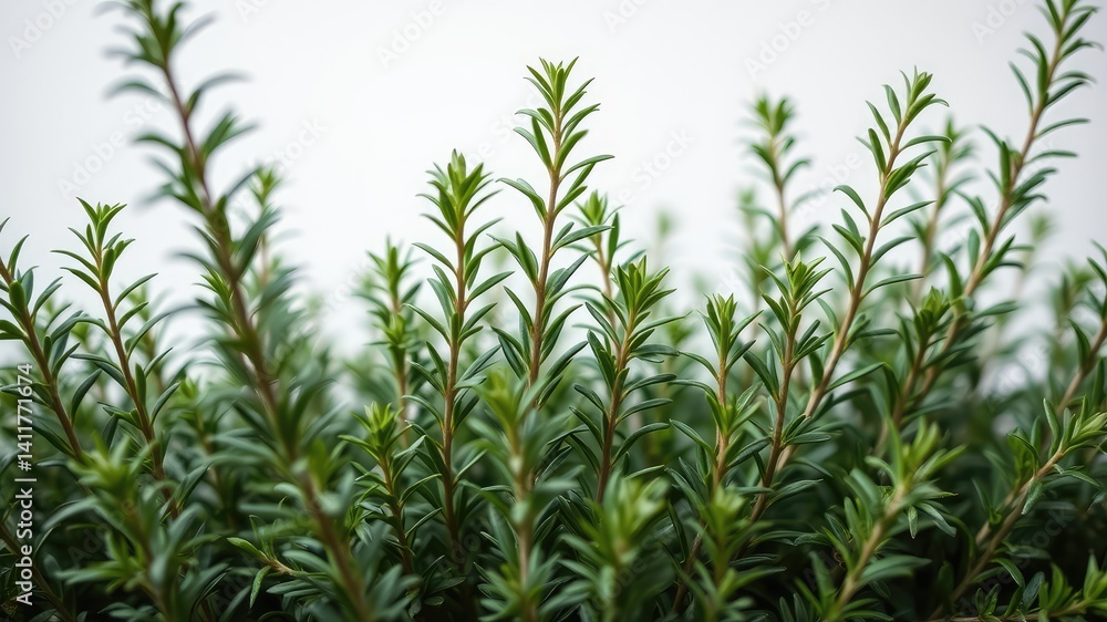 Obraz premium Rosemary leaves, Close View of Medicinal Plant Leaves, Close-Up of Fresh Green Rosemary Leaves, Herbal Leaves for Natural Medicine or Cooking