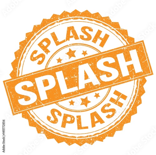 Obraz na płótnie SPLASH text on orange round stamp sign w salonie