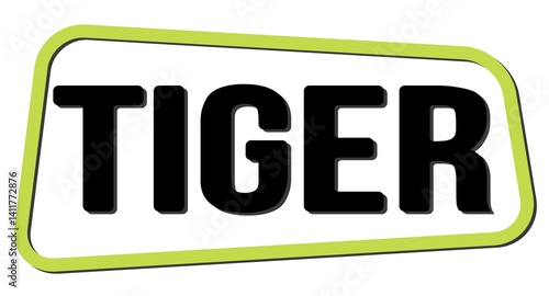 Obraz na płótnie TIGER text on green-black trapeze stamp sign. w salonie