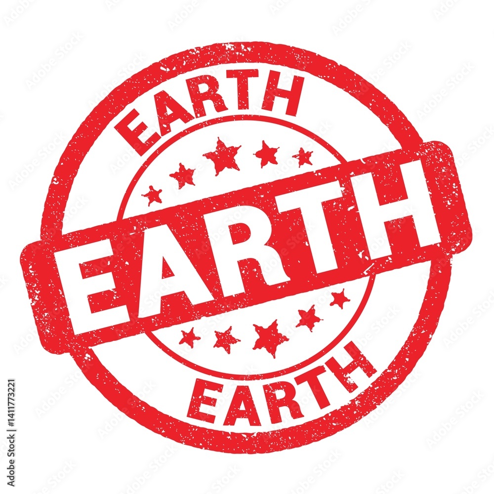EARTH text written on red stamp sign.