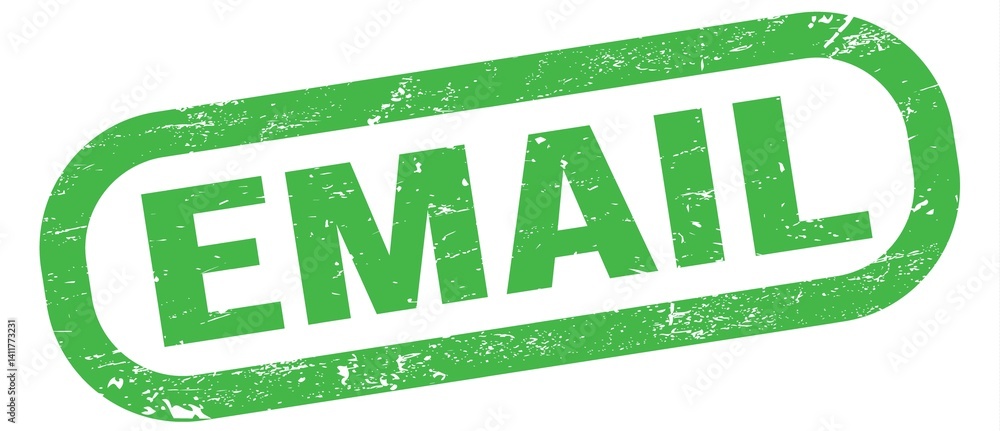EMAIL, text on green rectangle stamp sign.