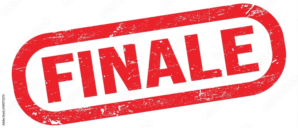 FINALE, text on red rectangle stamp sign.