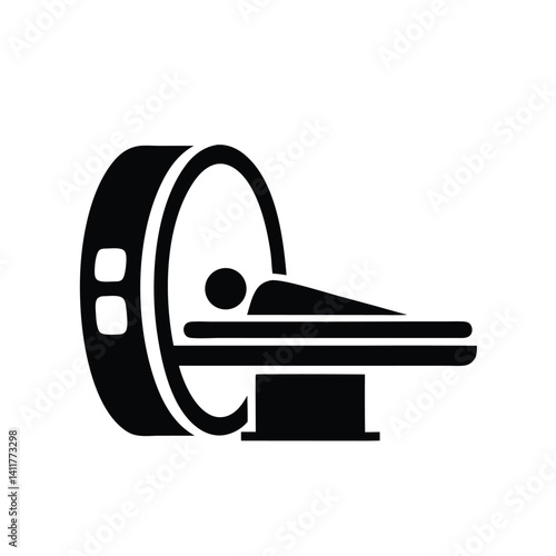 MRI Machine Scan, Patient Silhouette, Medical Icon, Transparent Background