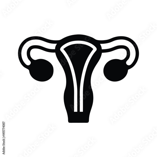 Uterus Anatomy Isolated in Black Icon