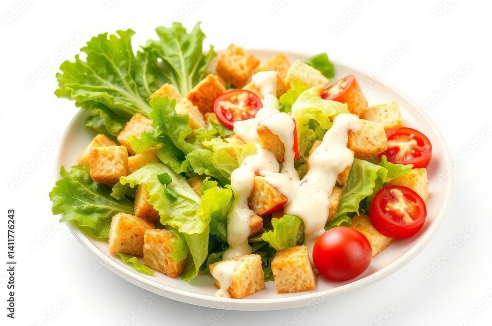 Vibrant Caesar Salad on White Vibrant Caesar Salad on White
