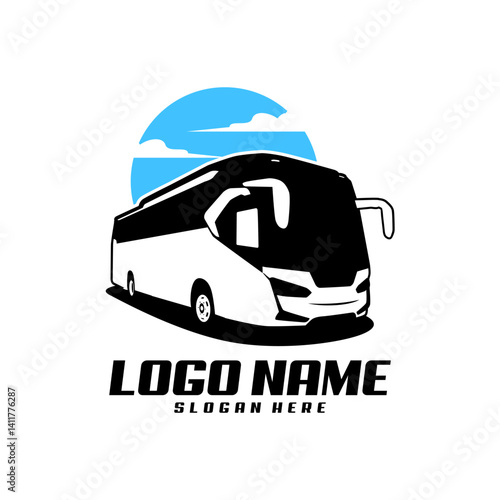 vector luxury bus travel logo design illustration