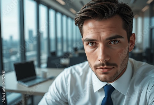 Confident Businessman in Modern Office