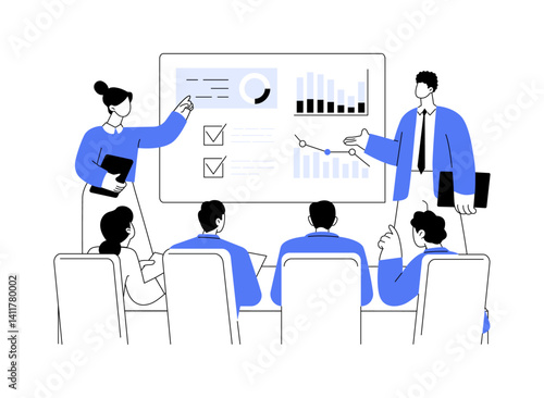 meet stakeholders isolated cartoon vector illustrations group workers meeting wit investors