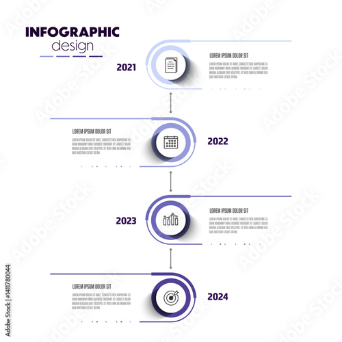Timeline infographics template for presentations and business concept charts with 4 options