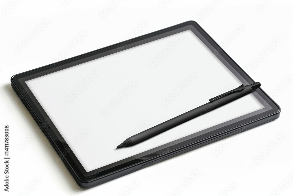 A sleek drawing tablet paired with a stylish black pen, designed for artists exploring creativity in modern digital spaces isolated on transparent background A sleek drawing tablet paired with a stylish black pen, designed for artists exploring creativity in modern digital spaces isolated on transparent background