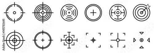 Target set icons sight sniper editable stroke 