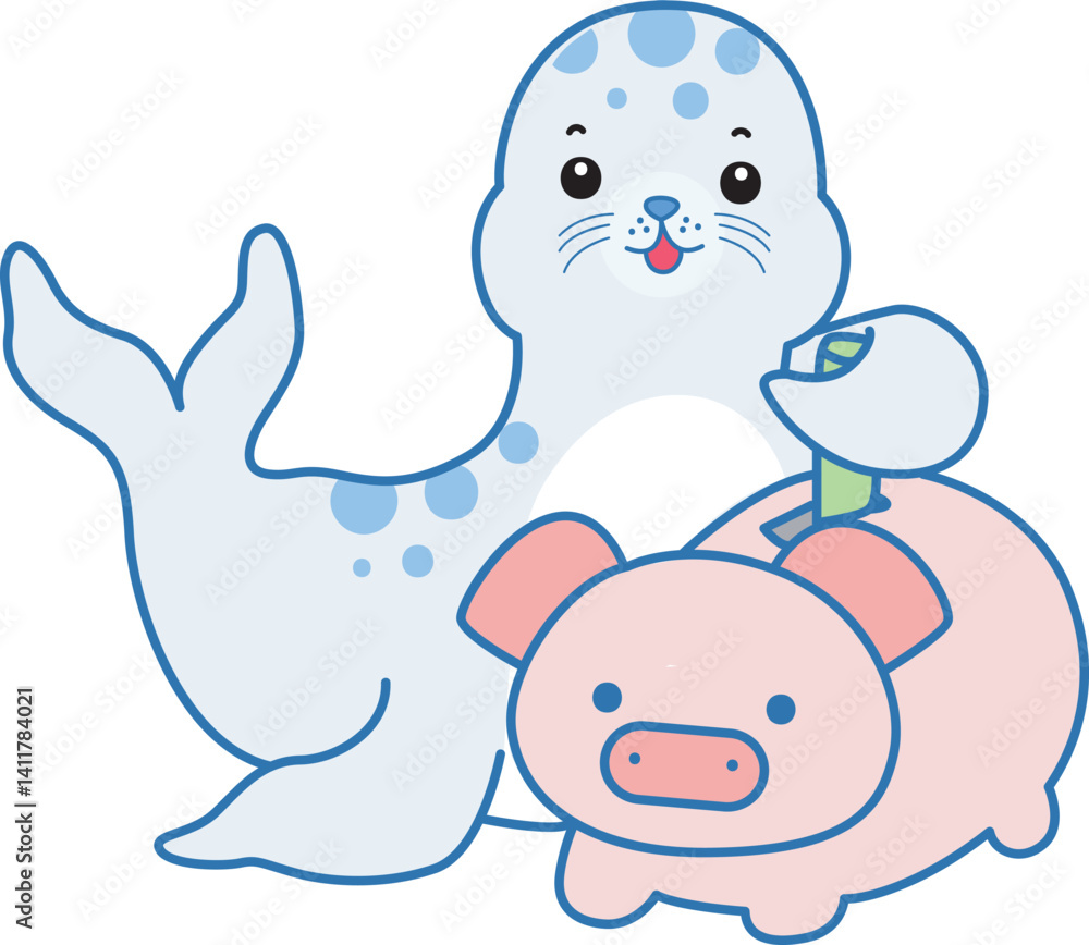 Cute Seal vector icon. Funny baby Seal animal series stock illustration. Life of fluffy Seal designs. Cute Seal vector icon. Funny baby Seal animal series stock illustration. Life of fluffy Seal designs.