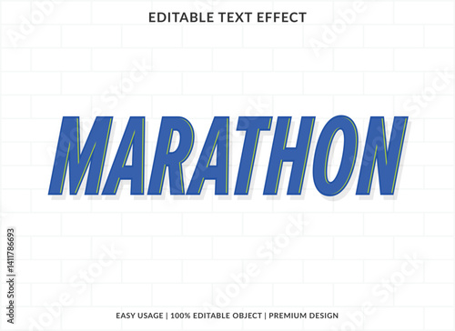 Marathon text effect template font style abstract logotype design for business brand and logo