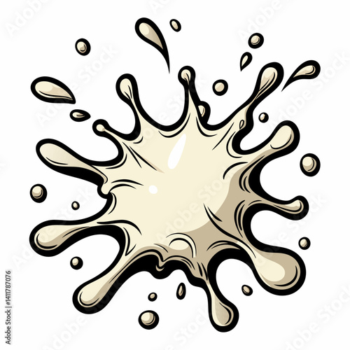 Retro Style  Milk Splash Illustration Vibrant Dairy Art  Design