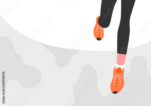 ランニングしている女性の足元のクローズアップのベクターイラストレーション