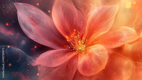 Vibrant abstract flower in soft hues, radiating beauty and elegance, perfect for wellness, beauty, or nature-themed projects.