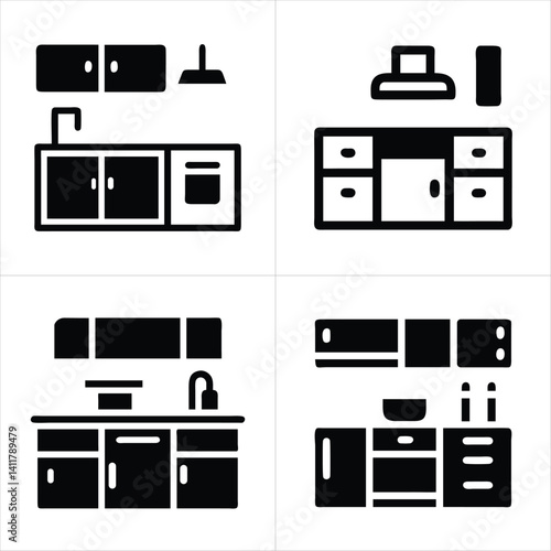 kitchen set icon set
