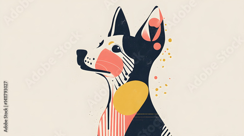 Stylized Dog Portrait with Geometric Shapes - Modern Art
