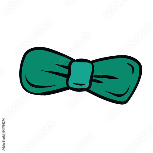 green bowtie st. patrick day doodle vector illustration hand drawn cartoon