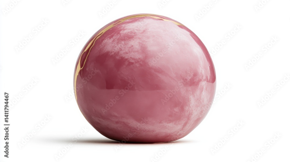 Fototapeta premium A beautifully crafted chocolate sphere with alternating dark and white chocolate stripes, showcasing an elegant dessert.