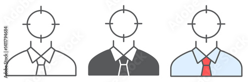 Target candidate icon collection, manager and head hunting, headhunting vector icon set, vector graphics, editable stroke outline sign, eps 10