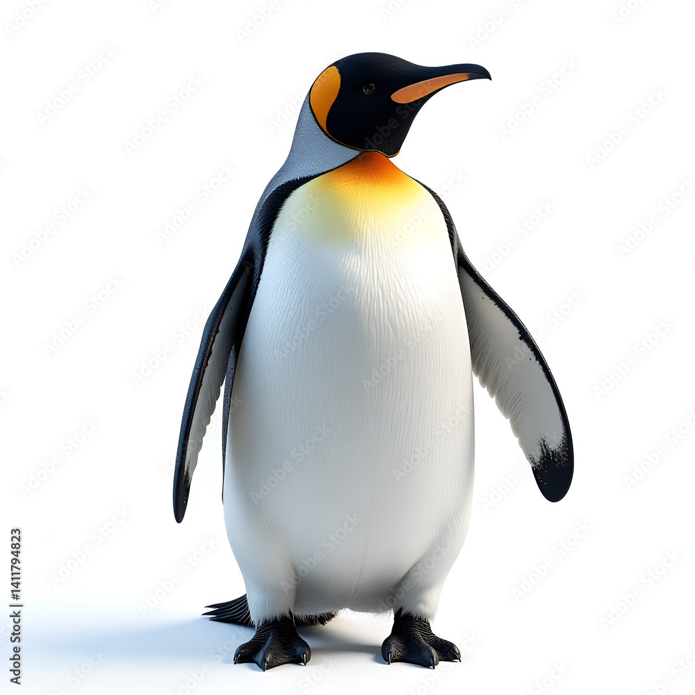 Fototapeta premium Elegant Fullbody Penguin with Outstretched Wings Generative ai clipart illustration png on white background