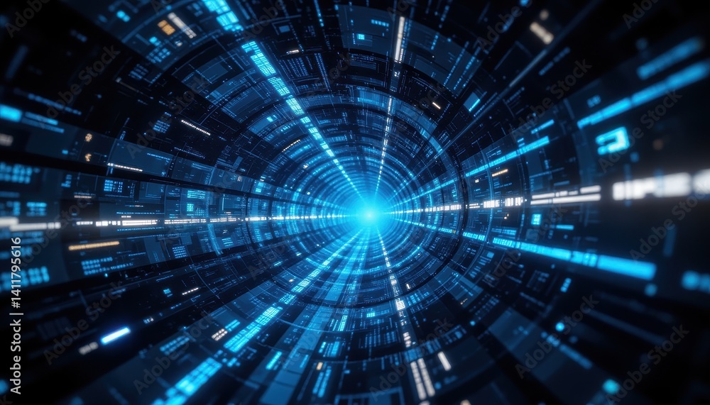 Technology tunnel abstract digitally generated image Stock Photo. Technology tunnel abstract digitally generated image Stock Photo.