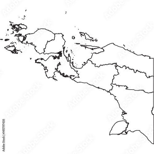  administrative map of Indonesian provinces in the papua island region black line