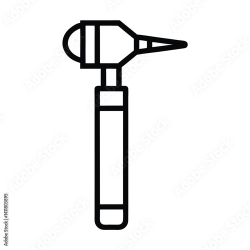 Otoscope Outline Icon, Medical Diagnostic Tool, Transparent Background, Line Art