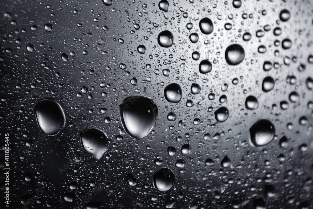 Water droplets on a dark surface Water droplets on a dark surface