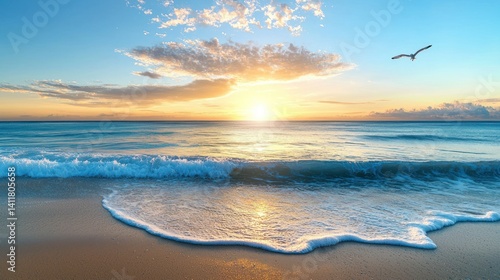 Sunrise Beach Waves Ocean Seascape