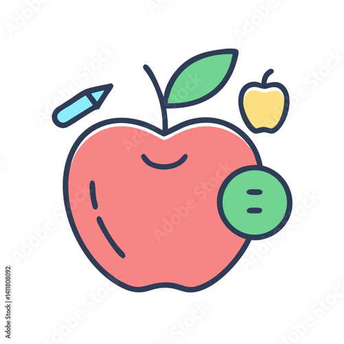 Apple Icon Representing Healthy Food and Nutritious Lifestyle Choice