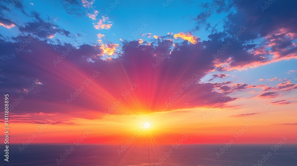 Naklejka premium Stunning Sunset over Calm Ocean