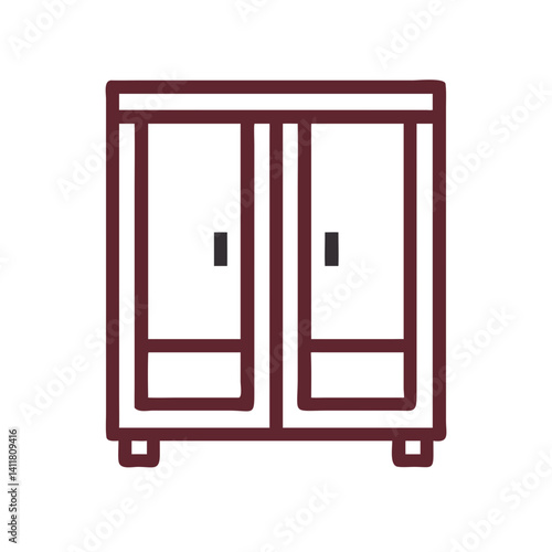 Cabinet with Drawer and Doors Icon Representing Storage Furniture and Organization