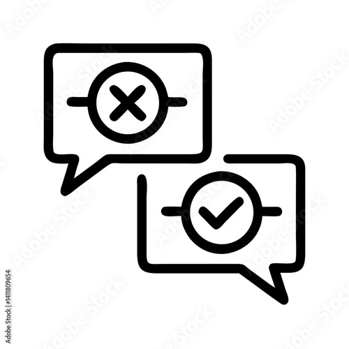Check and Cross in Speech Bubble Icon Representing Feedback and Decision Making
