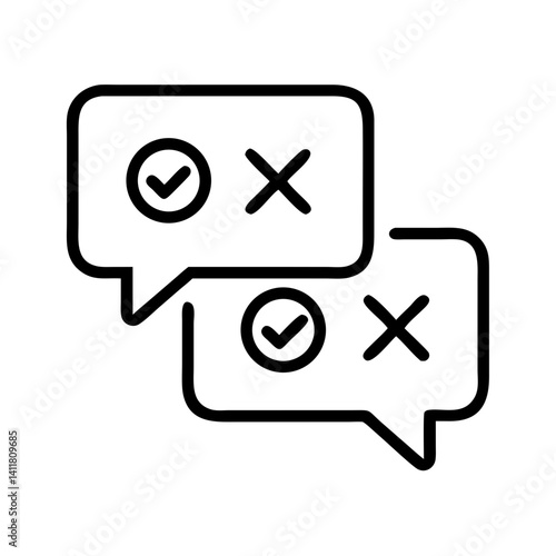 Check and Cross in Speech Bubble Icon Representing Feedback and Decision Making