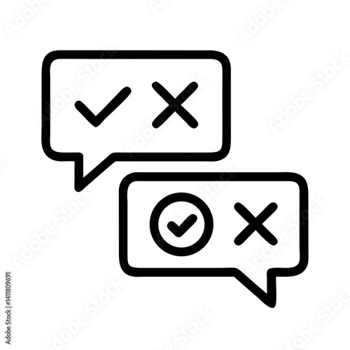 Check and Cross in Speech Bubble Icon Representing Feedback and Decision Making