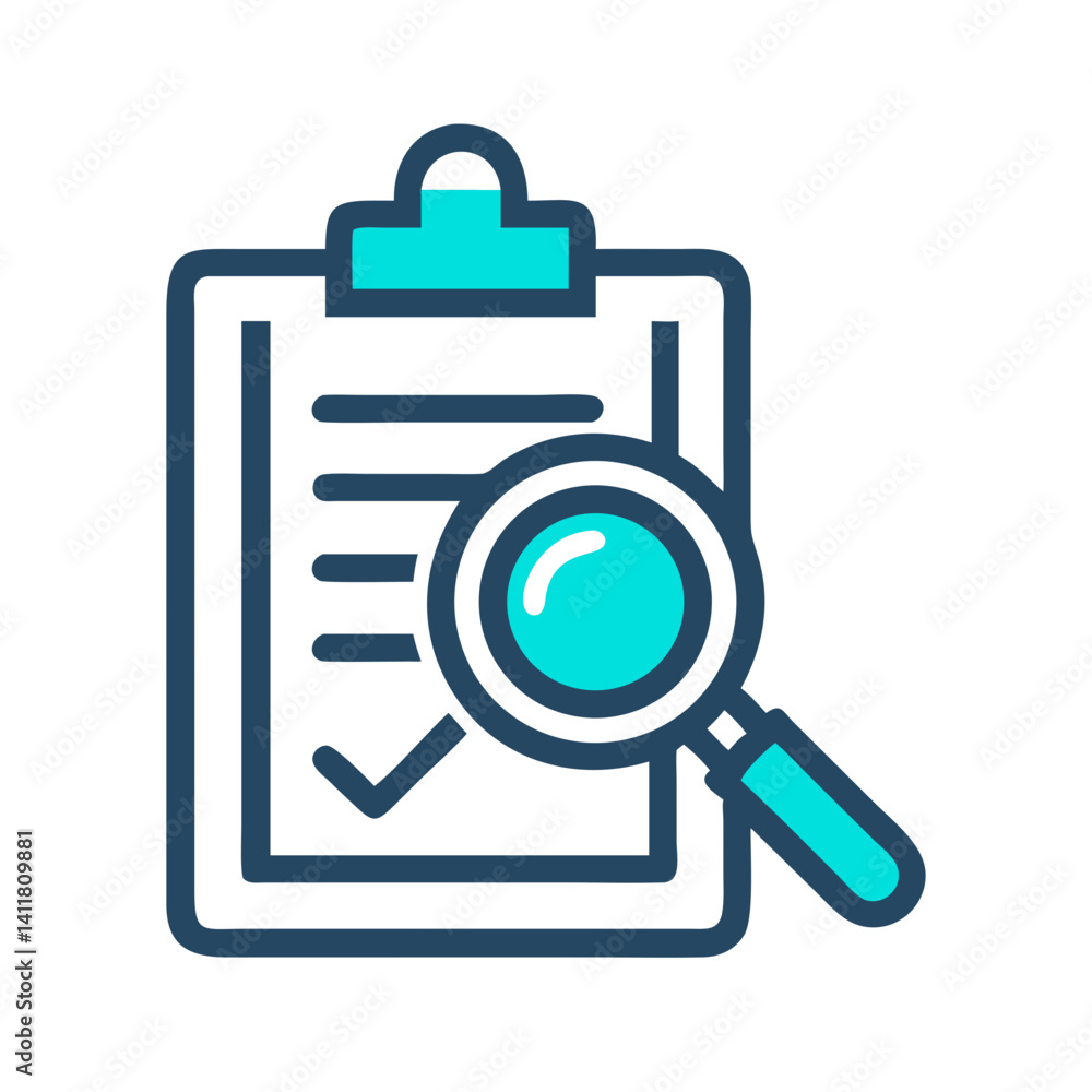 Clipboard with Magnifier Icon Representing Quality Inspection and Detailed Review Clipboard with Magnifier Icon Representing Quality Inspection and Detailed Review