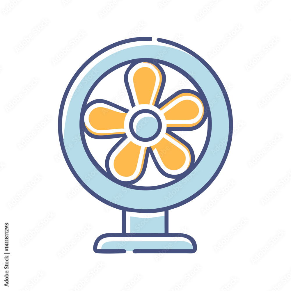 Electric Fan Icon Representing Summer Cooling and Air Circulation Electric Fan Icon Representing Summer Cooling and Air Circulation