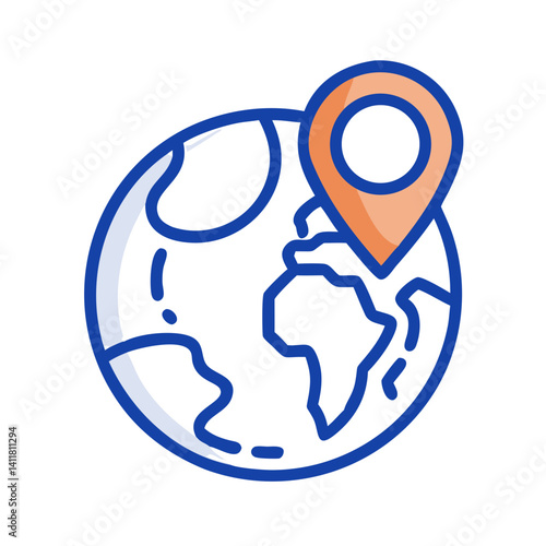 Earth with Pin Icon Representing Global Shipping and International Delivery