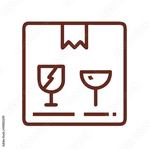 Fragile Box Label Icon Representing Packaging and Careful Handling