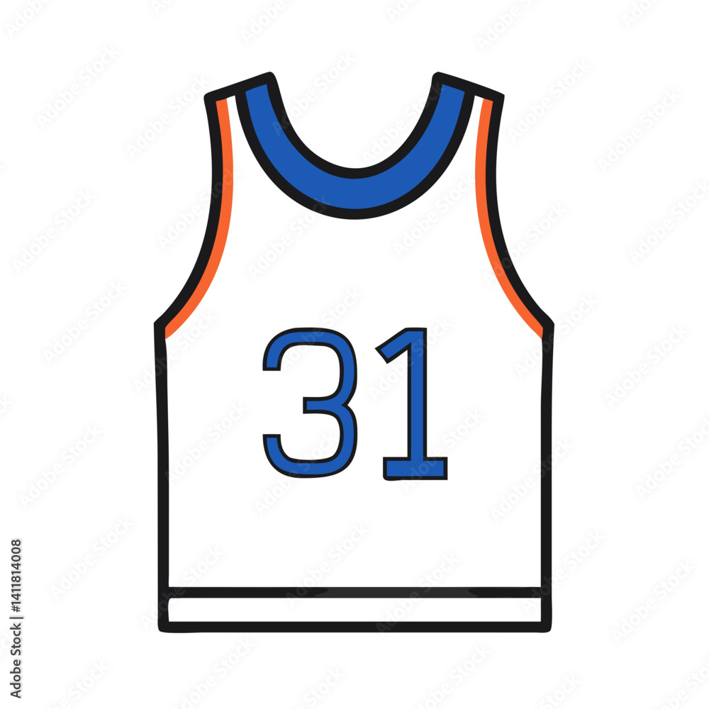 Naklejka premium Jersey with Number Icon Representing Team Sports Uniform and Player Identity