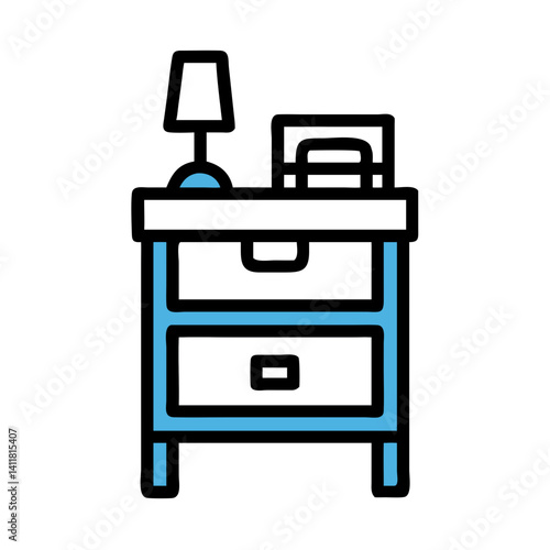 Nightstand with Shelf Icon Representing Bedside Furniture and Storage Solution