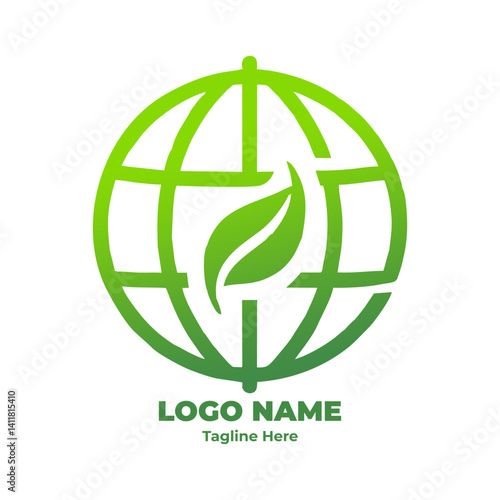 Vector eco logo with modern leaf green design sustainable product clean energy and biodegradable earth friendly packaging for environmental brand