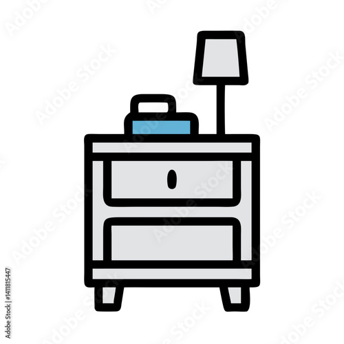 Nightstand with Shelf Icon Representing Bedside Furniture and Storage Solution