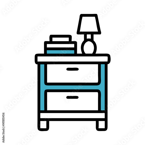 Nightstand with Shelf Icon Representing Bedside Furniture and Storage Solution