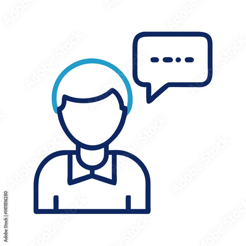 Person with Speech Bubble Icon Representing Communication and Verbal Interaction