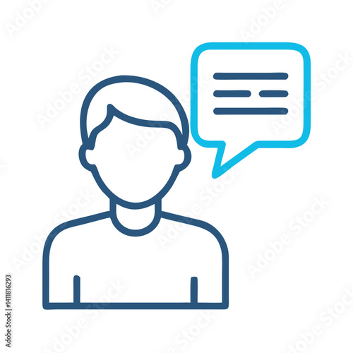 Person with Speech Bubble Icon Representing Communication and Verbal Interaction